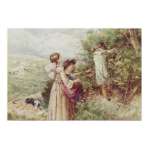 Children picking blackberries, 19th century posters