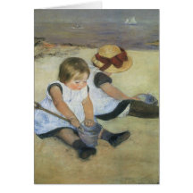 Children Playing on the Beach by Mary Cassatt Card