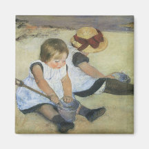 Children Playing on the Beach by Mary Cassatt Magnets