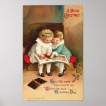 Children Reading Book Christmas Card