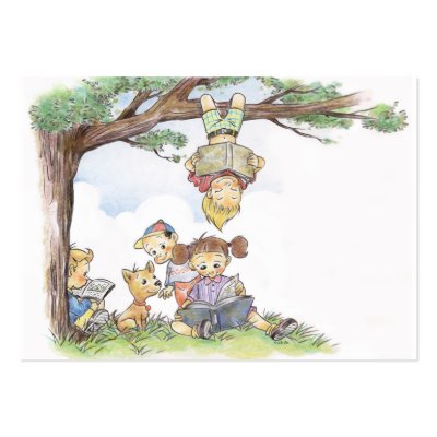 Children reading books business cards by jsoh