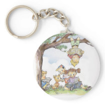 Children reading books key chain