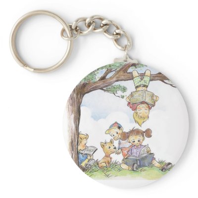 Children reading books key chain by jsoh