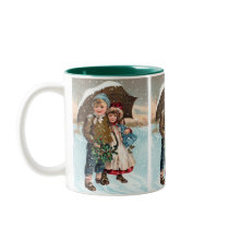 Children walking through the snow coffee mug