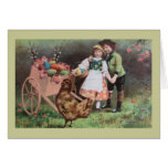 Children With Cart Of Easter Eggs Cards