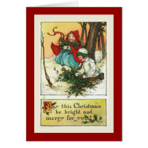"Children with Christmas Holly" Christmas Card