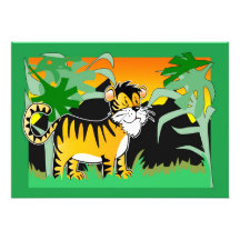 Children's Birthday Inviation With Cute Tiger Custom Invites