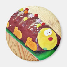 Childrens Chocolate Cake In Caterpillar Shape Refrigerator Magnets