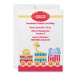 Children's circus train birthday party invitation