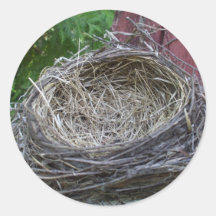 Children's Empty Robin's Nest Round Stickers