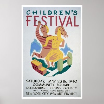 Childrens Festival NYC 1940 WPA Print by lc_wpa
