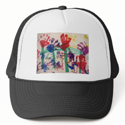 Children's handprint Garden Trucker Hat by kyderbydva