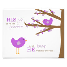 Children's Nursery Art- His Eye is on the Sparrow Art Photo