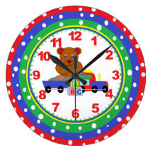 Childrens Nursery Polka Dot Clock with Numbers