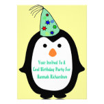Childrens Penguin In Party Hat Birthday Party Custom Invites