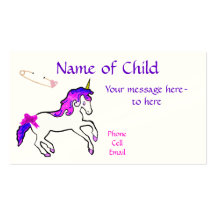 Children's Unicorn Profile Card Business Card Template