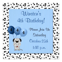 Childs 4th Birthday Party Invitation Blue
