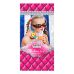 Child's Birthday Photocard Tufted Satin Crown Pink Picture Card