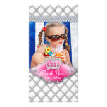 Child's Birthday Photocard Tufted Satin Crown Whit Photo Card Template