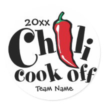 Chili Cook Off Round Stickers