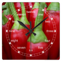Chili Pepper Square Clock