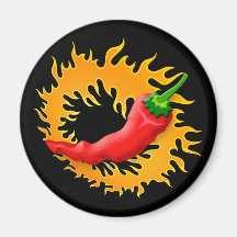 Chili pepper with flame magnet