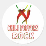 Chili Peppers Rock Round Stickers