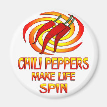 Chili Peppers Spin Fridge Magnet