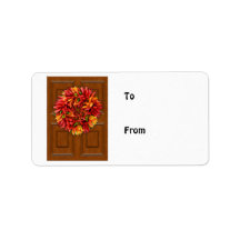 Chili Wreath on Wood Door Personalized Address Label