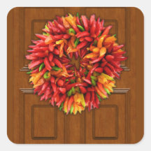 Chili Wreath on Wood Door Stickers