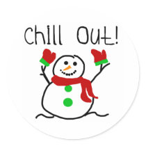 Chill Out Snowman Round Sticker