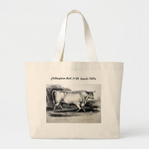Chillingham Bull Engraving by A.M. Gauchi 1880s Canvas Bags