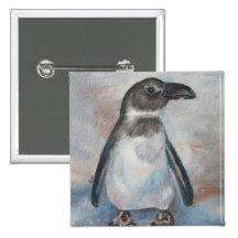 Chilly Little Penguin Button
