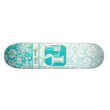 Chimie turquoise planches à roulettes customisées