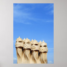 Chimneys on Roof of Casa Mila (La Pedrera) Print