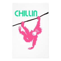 Chimp Hanging from a Branch Chillin Stationery Design