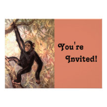 Chimpanzee Birthday Party Custom Announcements