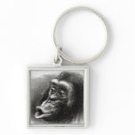 Chimpanzee Disappointed and Sulky Keychains