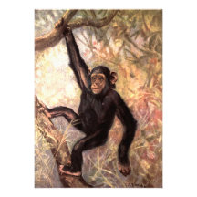 Chimpanzee Hanging in Tree Personalized Invite