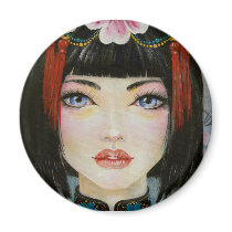 China Girl ~acrylic painting of a porcelain doll Fridge Magnet