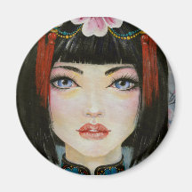 China Girl ~acrylic painting of a porcelain doll Fridge Magnet