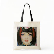 China Girl Lowbrow Art Painting Tote Bags