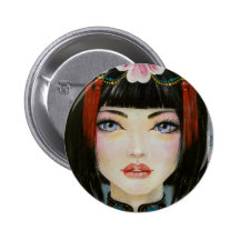 China Girl with Eyes of Blue Pinback Button