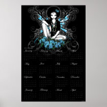 China Gothic Teal Retro Flower Fairy 2012 Calendar Posters