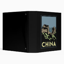 china great wall asia art deco retro travel 3 ring binder
