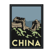 china great wall asia art deco retro travel post cards