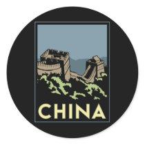 china great wall asia art deco retro travel stickers