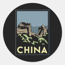 china great wall asia art deco retro travel stickers
