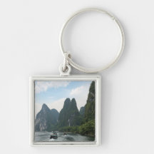 China, Guilin, Li River, River boats line the Keychains