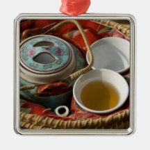 China, Hong Kong. Traditional Chinese teapot & 3 Ornaments